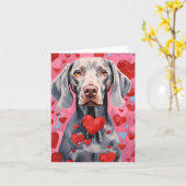 Carte Weimaraner Valentines journée (Fleur jaune)