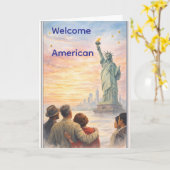 Carte Welcome American Citizenship Congratulations Card  (Fleur jaune)