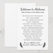 Carte Welcome to Alabama Personalized with Local Phrases (Devant / Derrière)