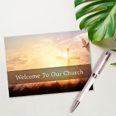 Carte Welcome To Our Church Visitors Cross Sunrise