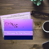 Carte Welcome To Our Church Visitors Purple Sunset