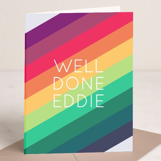 Carte Well Done Rainbow | Name Modern Stripe Happy Fun