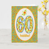 Carte Welsh 60th Birthday Card, Orange Pot Marigolds (Fleur jaune)