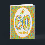 Carte Welsh 60th Birthday Card, Orange Pot Marigolds<br><div class="desc">Une jolie carte d'anniversaire de 60ème,  avec l'accueil en gallois et un motif de marigolds Pot orange vif à la frontière ainsi que dans les chiffres. Image tirée du motif peint à la main par Judy Adamson.</div>