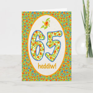 Carte Welsh 65th Birthday Card, Orange Pot Marigolds