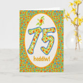 Carte Welsh 75th Birthday Card, Orange Pot Marigolds (Fleur jaune)
