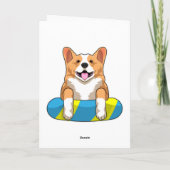 Carte Welsh Corgi à la natation avec planche de natation (Dos)