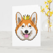 Carte Welsh Corgi avec Couronne (Fleur jaune)
