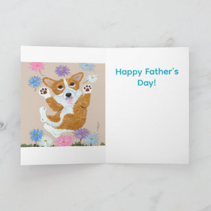 Carte Welsh Corgi et papillons Joyeuse fête des Pères