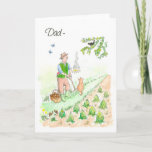 Carte Welsh Greeting Birthday Card for a Man : Gardening<br><div class="desc">A birthday card for a Father,  with the greeting in Welsh. The handpainted illustration,  by Judy Adamson,  is of a man pausing in his digging of the vegetable patch to listo a blackbird singe.</div>