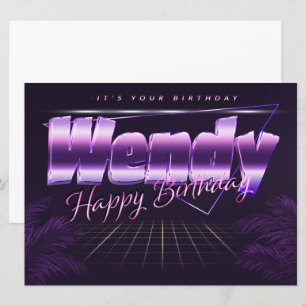 Carte Wendy Name Prénom lila retro