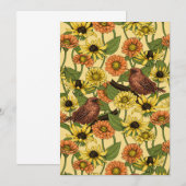 Carte Wens et fleurs sur jaune pâle (Devant / Derrière)