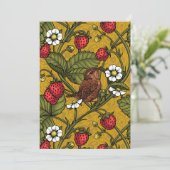 Carte Wens et fraises sur mustrard (Debout devant)