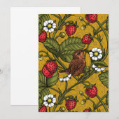 Carte Wens et fraises sur mustrard (Devant / Derrière)