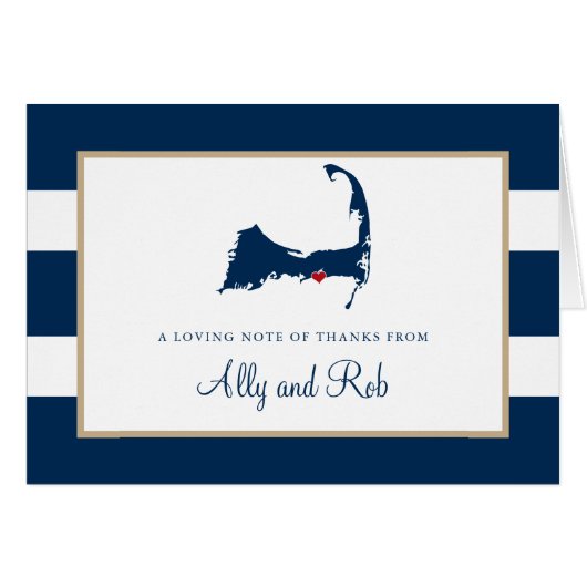 Carte West Dennis Cape Cod avec Heart Merci (Devant Horizontal)