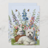 Carte West Highland Terrier et Bunnie Easter (Devant / Derrière)