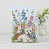 Carte West Highland Terrier et Bunnie Easter (Debout devant)