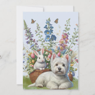 Carte West Highland Terrier et Bunnie Easter