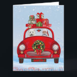 Carte West Highland White Terrier Chien avec le Père Noë<br><div class="desc">Le Père Noël conduisant une voiture portant des cadeaux de Noël avec un chien est une idée cadeau de Noël parfaite pour vos amis amoureux de les chiens. C'est sûrement un must de noël déco et idée cadeau de Noël.</div>