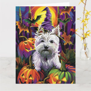 Carte West Highland White Terrier Chien Halloween sorciè