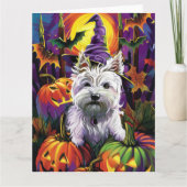 Carte West Highland White Terrier Chien Halloween sorciè (Devant)