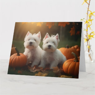 Carte West Highland White Terrier Chiot Citrouille d'aut