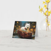Carte West Highland White Terrier Festif de Noël (Fleur jaune)
