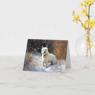 Carte West Highland White Terrier Laissez Tomber la Neig