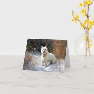 Carte West Highland White Terrier Laissons neiger Noël