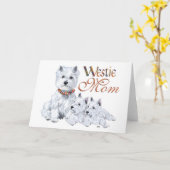 Carte West Highland White Terrier Maman & Pups (Fleur jaune)