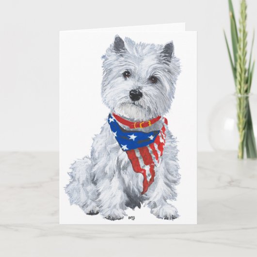 Carte West Highland White Terrier Patriotique (Devant)