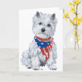 Carte West Highland White Terrier Patriotique (Fleur jaune)
