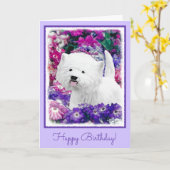 Carte West Highland White Terrier Peinture Chien Art (Fleur jaune)