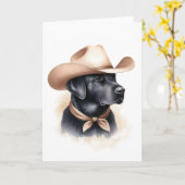 Carte Western Cowboy Black Lab Art Style Country (Fleur jaune)