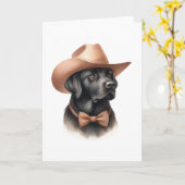 Carte Western Cowboy Black Lab Vide Salutation (Fleur jaune)