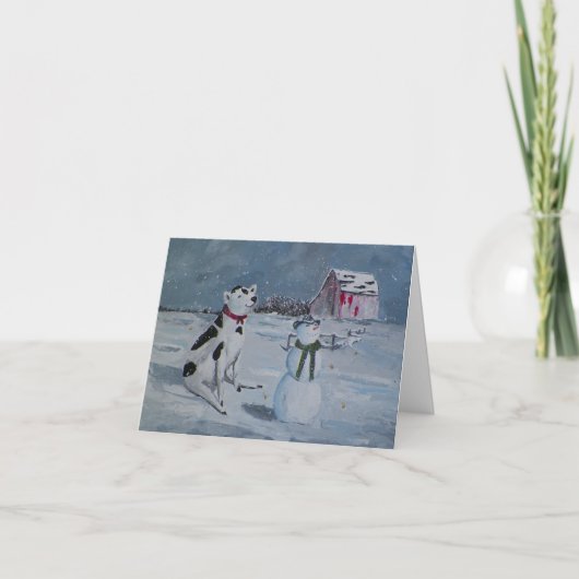 Carte Western Cowboy Snowman & Cow Christmas Card (Devant)