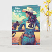 Carte Western Cowgirl 40th Birthday Rodeo Custom (Fleur jaune)