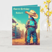 Carte Western Little Cowboy 2e Anniversaire Rodéo Person (Fleur jaune)
