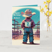 Carte Western Little Cowboy 2e Anniversaire Rodéo Person (Fleur jaune)