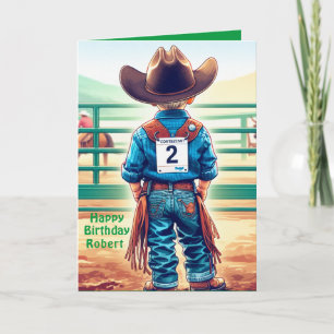 Carte Western Little Cowboy 2e Anniversaire Rodéo Person