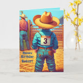Carte Western Little Cowboy 3e anniversaire Rodéo person (Fleur jaune)