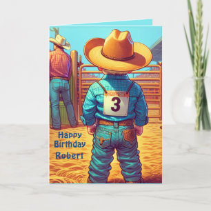Carte Western Little Cowboy 3e anniversaire Rodéo person
