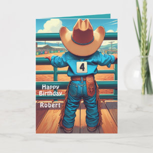 Carte Western Little Cowboy 4e anniversaire Rodéo person