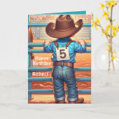 Carte Western Little Cowboy 5e anniversaire Rodéo person (Fleur jaune)
