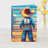 Carte Western Little Cowboy Premier anniversaire Rodéo p (Fleur jaune)
