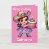Carte Western Little Cowgirl First Birday Custom (Devant)