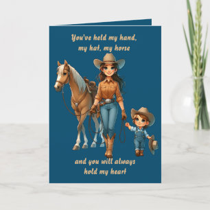 Carte Western Rodeo Horse Cowgirl Maman et enfant Custom