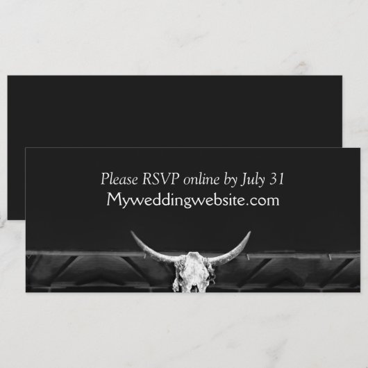 Carte Western Rustic Pays Noir Et Blanc Taureau (Devant / Derrière)