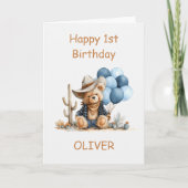 Carte Western Teddy Bear 1st Birthday (Devant)