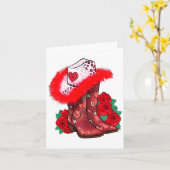 Carte Western Valentines Day Cowgirl Boots Yeehaw Howdy  (Fleur jaune)